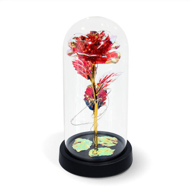 Red LED Galaxy Infinity Rose with Dome