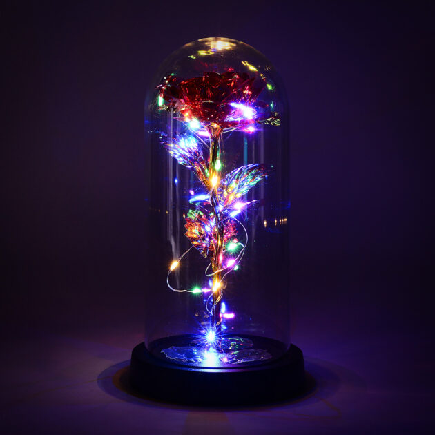 Red LED Galaxy Infinity Rose with Dome - Image 2