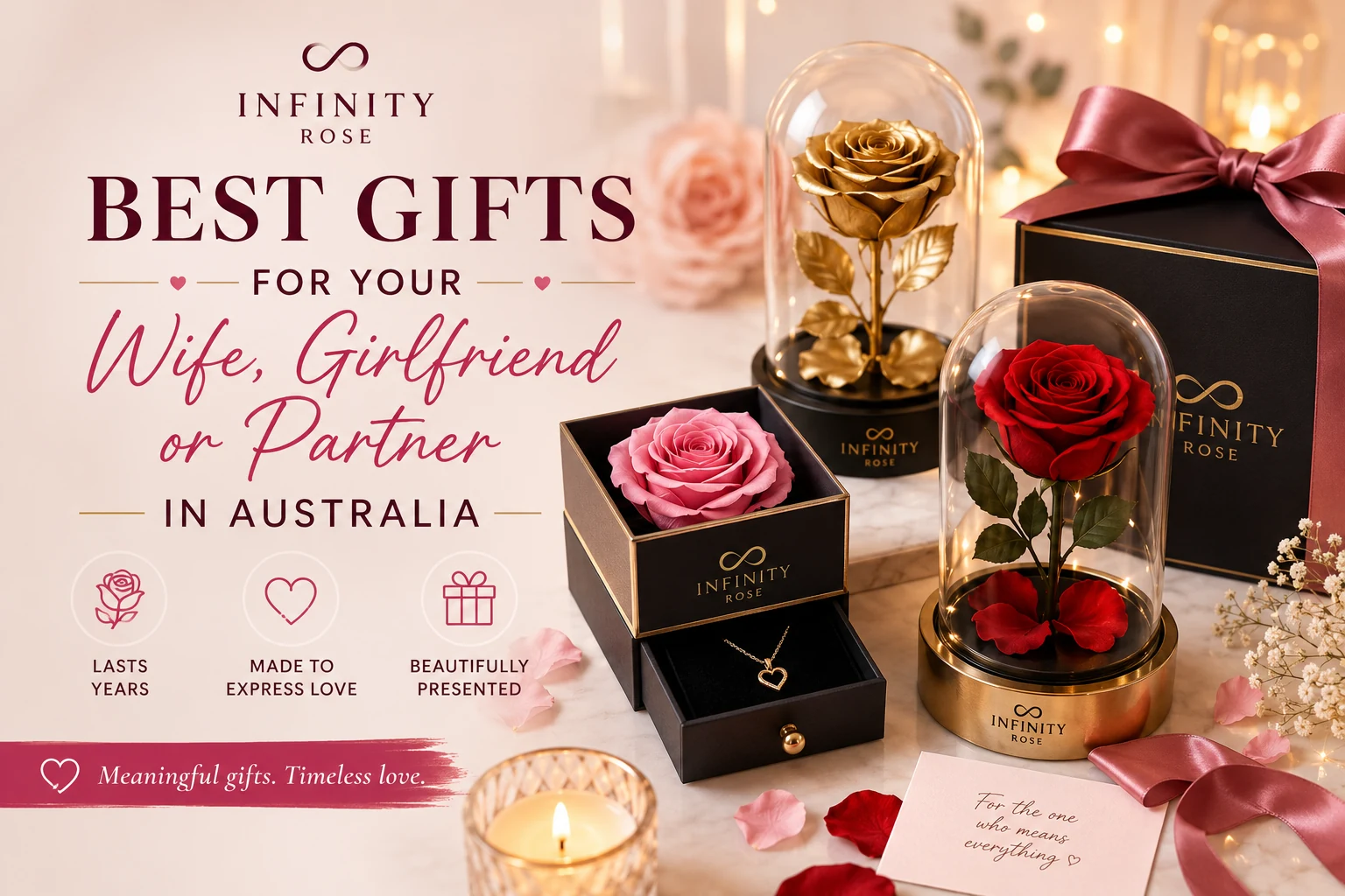Best gifts for wife girlfriend or partner in Australia with Infinity Rose preserved ros