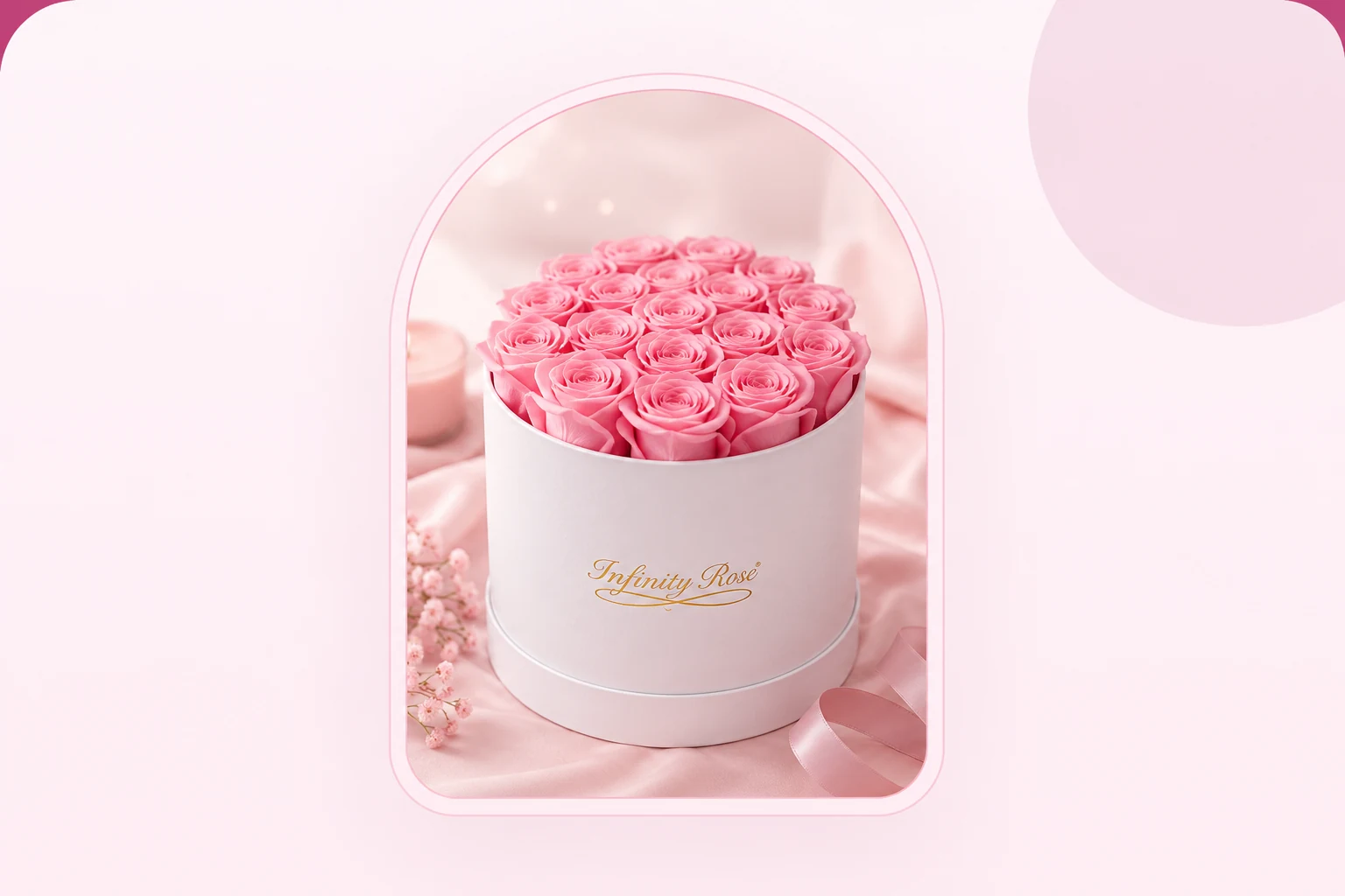 Pink preserved roses in an Infinity Rose keepsake box